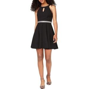 Emerald Sundae Women Black Rhinestone Fit & Flare Dress Juniors S Witchy Goblin